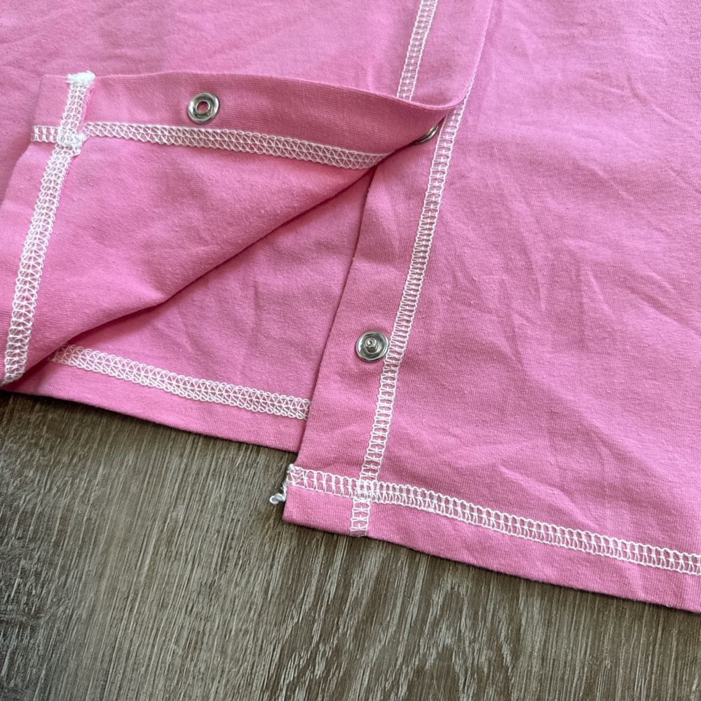 Denim & Company Cotton Pink Pajama Top With Snap Button Collared Size XL - Picture 4 of 11